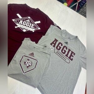 Adidas Texas A&M Aggie Baseball Shirt Lot 3 Mens L XL Aeroready NCAA Bundle